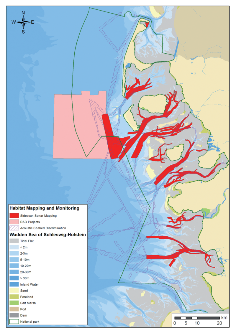  Mapped subtidal areas of the northern German Wadden Sea.